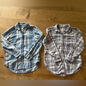 American Eagle Outfitters Women's Button Down flannel Shirts x2, plaid, size M